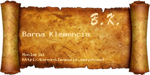 Barna Klemencia névjegykártya